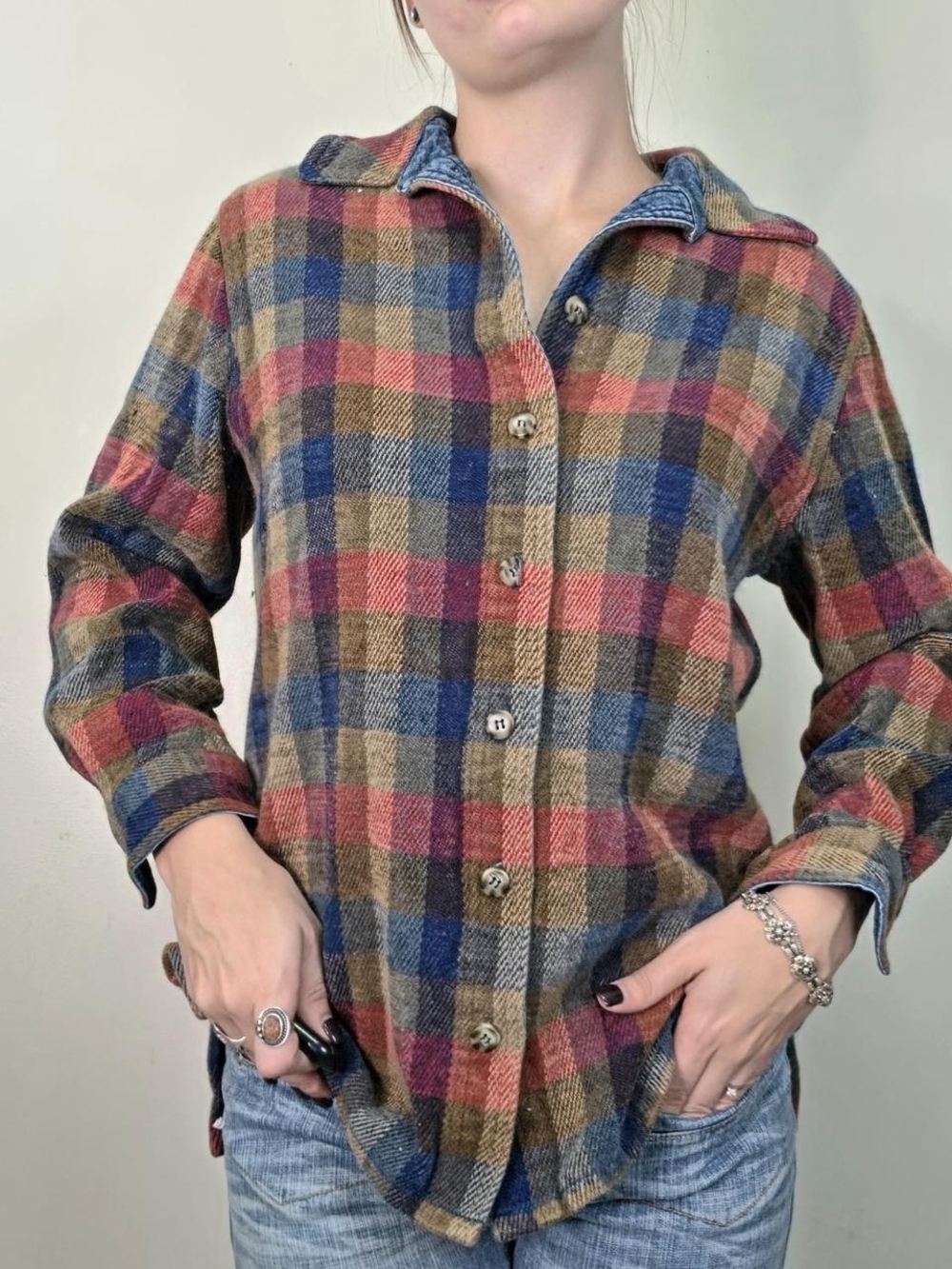 90s Vintage plaid flannel by Koret City Blues Size Small